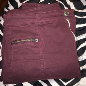 American eagle maroon high waisted skinny jeans