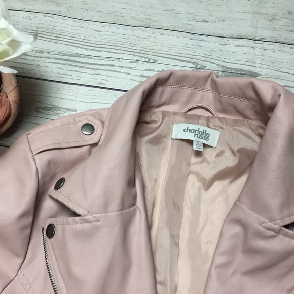 Blush Pink Vegan Leather Moto Jacket - Picture 2 of 6
