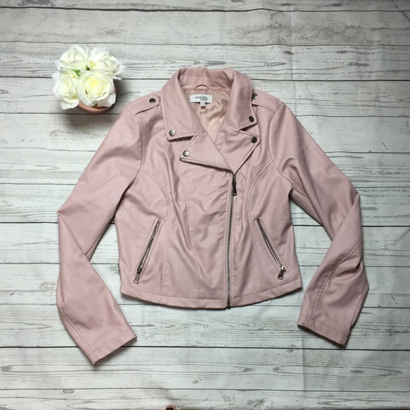 Blush Pink Vegan Leather Moto Jacket - Picture 4 of 6