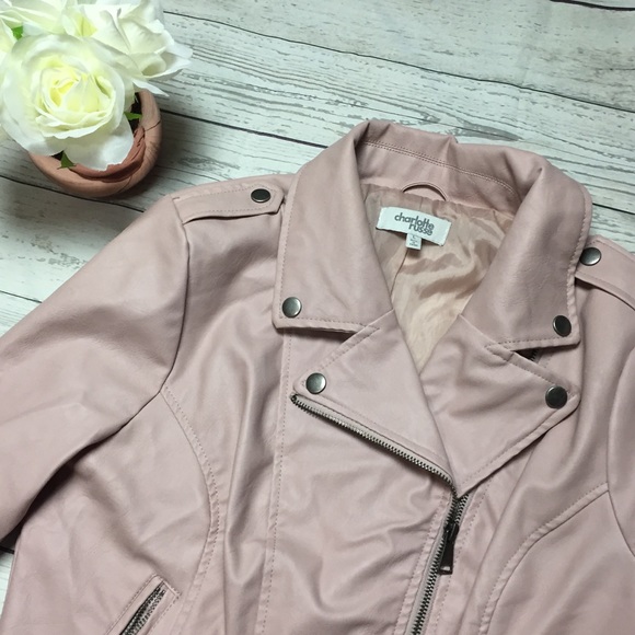 Blush Pink Vegan Leather Moto Jacket - Picture 5 of 6