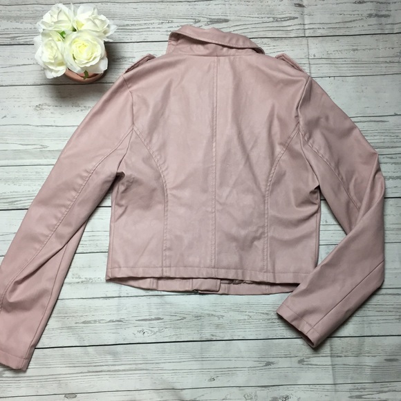 Blush Pink Vegan Leather Moto Jacket - Picture 6 of 6