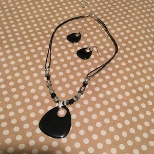 Black necklace and matching earrings