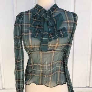 Betsey Johnson Plaid Victorian Blouse