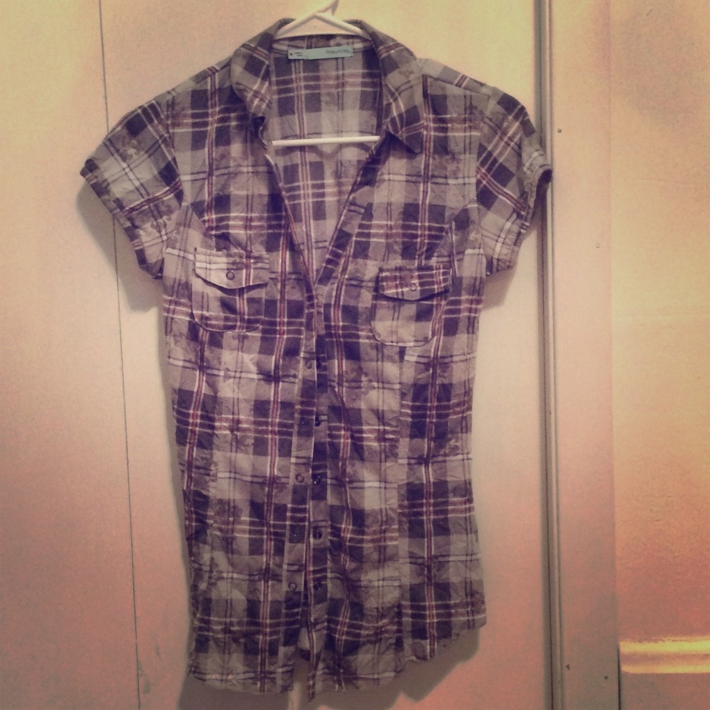 Plaid Button Up Shirt Size M