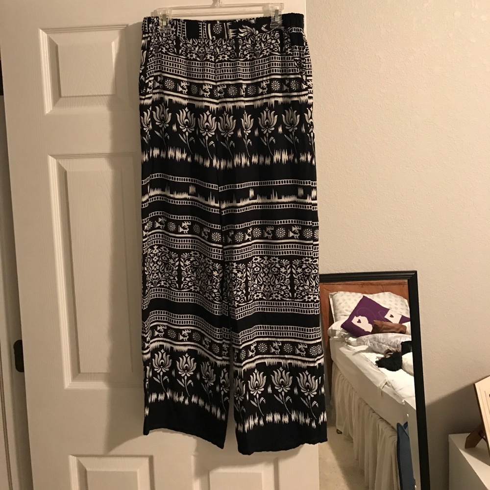 Black and White Cotton Pants