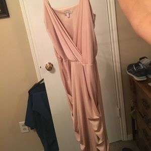 Pink nude silk body con dress