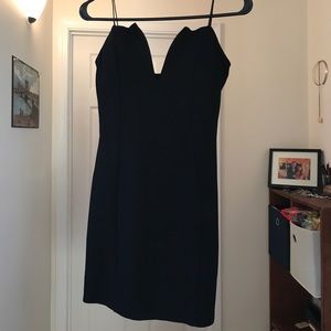 Stretchy deep v sweetheart little black dress (L)