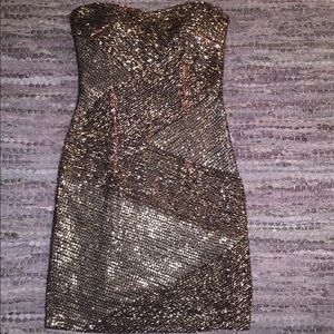 Sequin beaded strapless dress