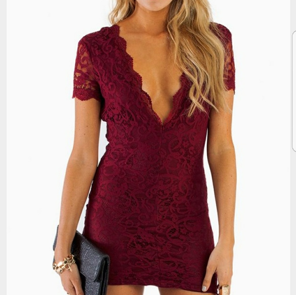 Tobi deep v dress mini