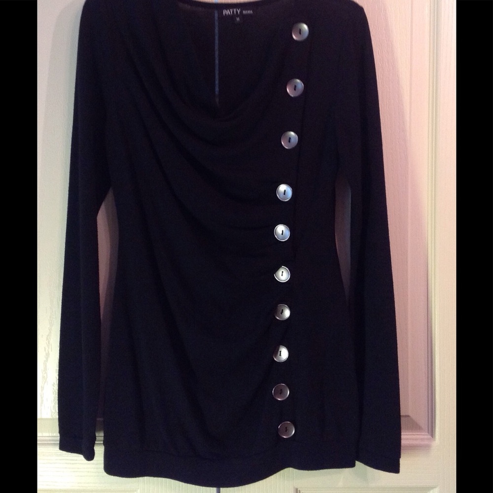 Super Cute Side Button Black Maternity Top