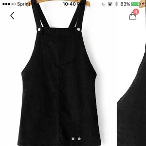 black overall dress