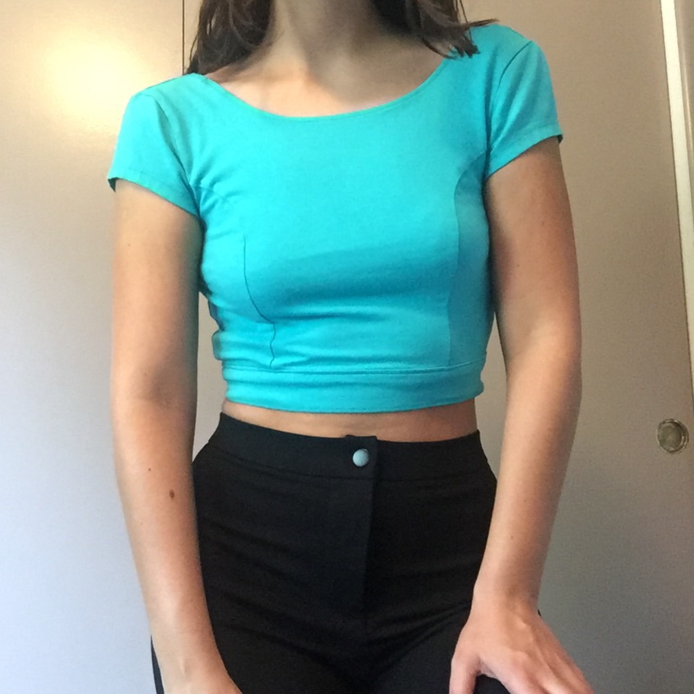 Bright turquoise crop top
