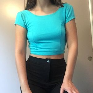 Bright turquoise crop top