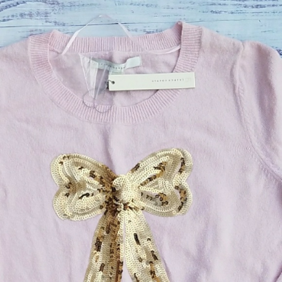 Nwt Lauren Conrad pink sequin bow sweater - Picture 2 of 2