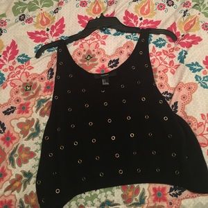 Black with gold rim crop top