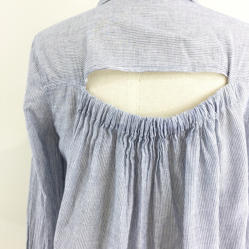 [ Funktional ] Blue Stripe Button Up Open Back - image 5