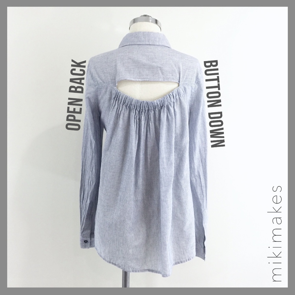 [ Funktional ] Blue Stripe Button Up Open Back - image 1
