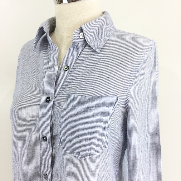 [ funktional ]  blue stripe button up open back - Picture 4 of 8