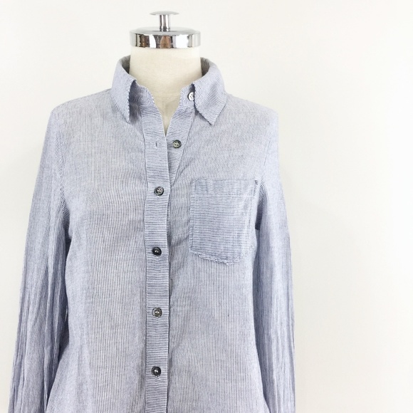 [ funktional ]  blue stripe button up open back - Picture 7 of 8
