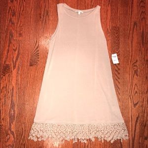 Nude summer dress with lace detailing