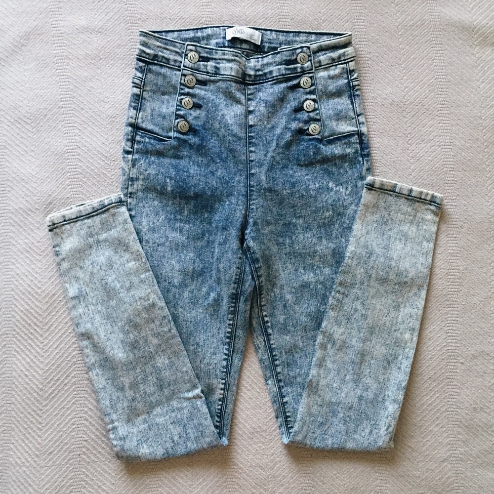 High-Waisted Acid Wash Jeans