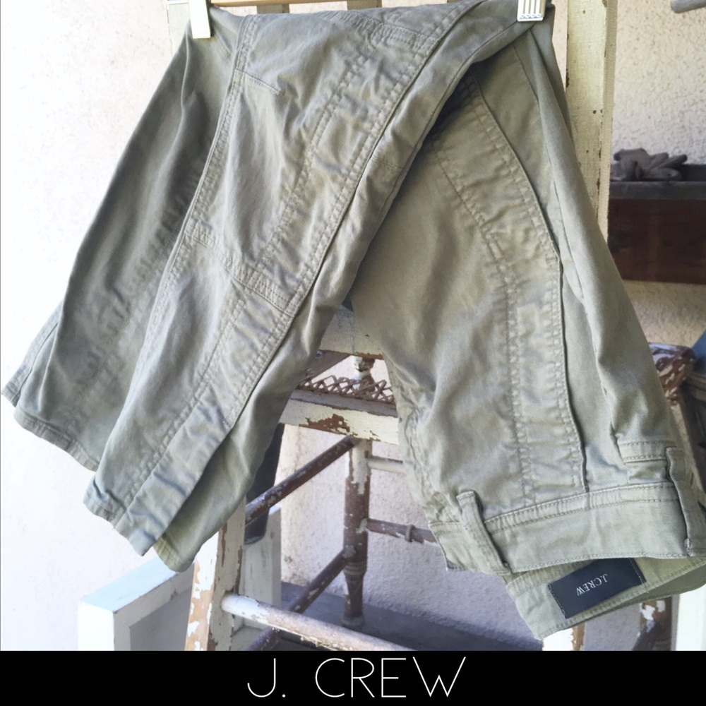 CARGO J. Crew Khaki Green Detailed Ankle Pants