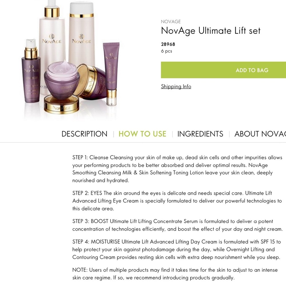 Oriflame ultimate lift system