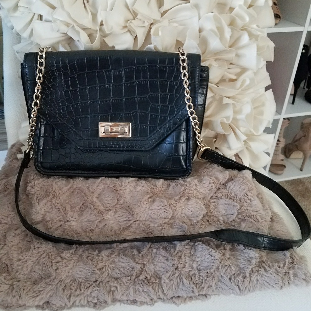 Black and gold cross body purse