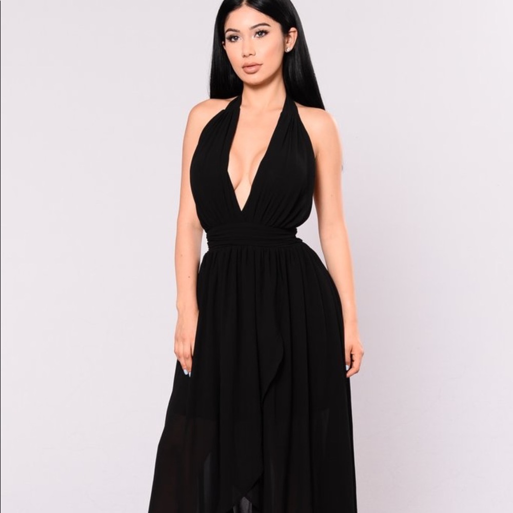 Backless black dress
