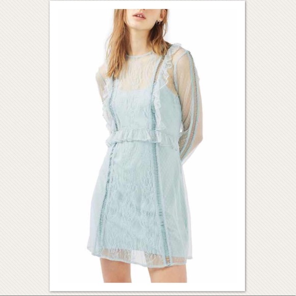 topshop blue lace dress