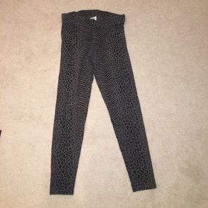 Gray and black animal print leggings