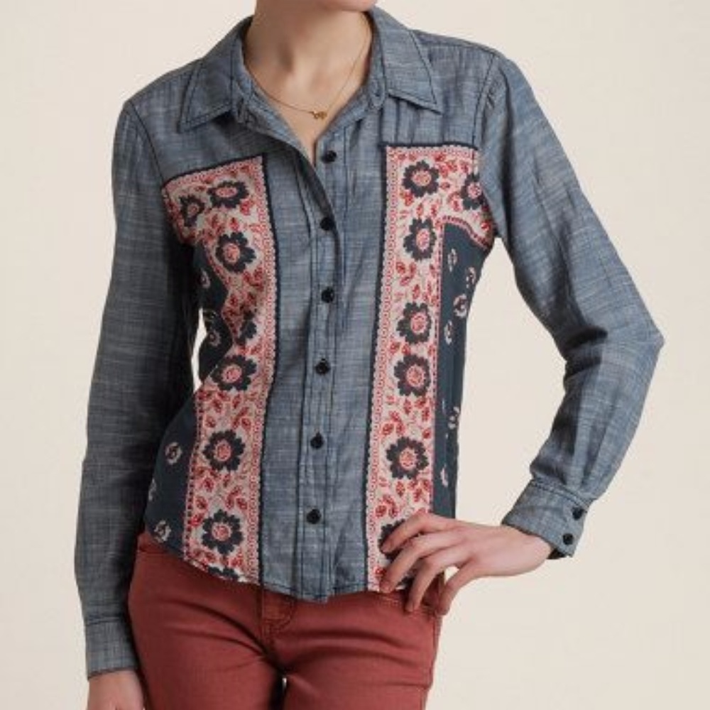 Free People Chambray Button Up