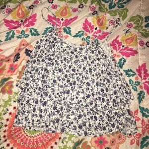 Blue white flower blouse/crop top