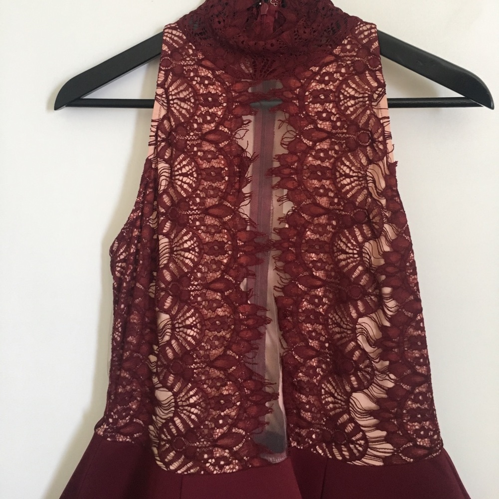 Rare London Burgundy Flare Mini dress - Picture 5 of 6