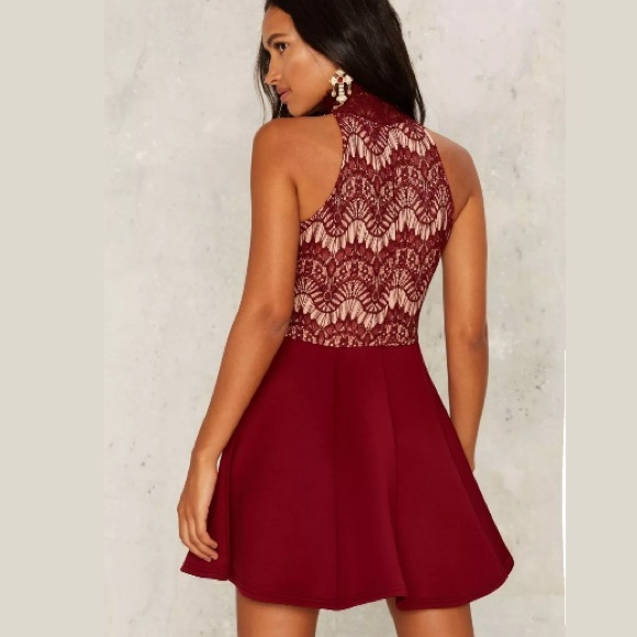 Rare London Burgundy Flare Mini dress - Picture 3 of 6