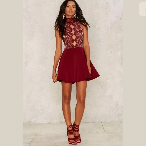 Rare London Burgundy Flare Mini dress - Picture 4 of 6