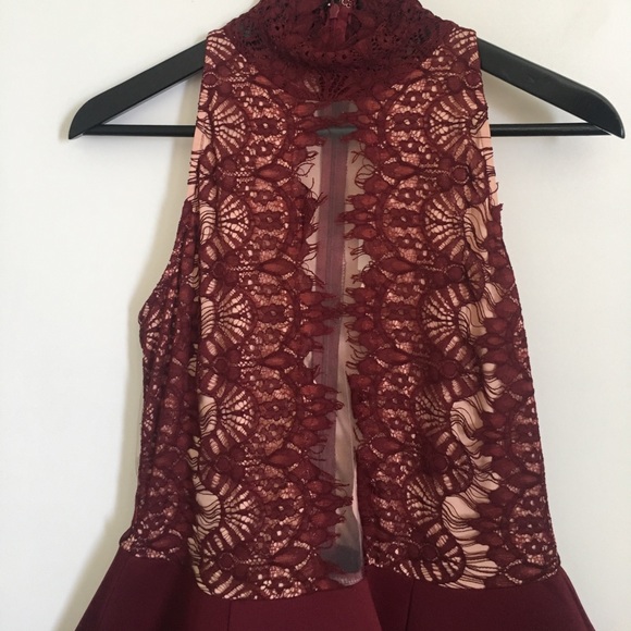 Rare London Burgundy Flare Mini dress - Picture 5 of 6