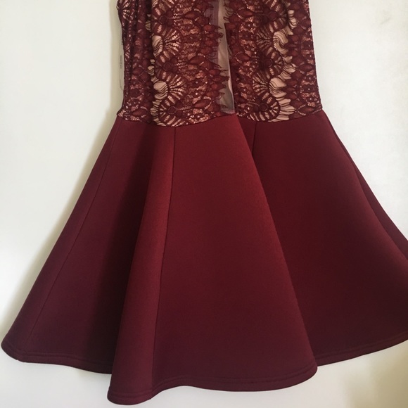 Rare London Burgundy Flare Mini dress - Picture 6 of 6