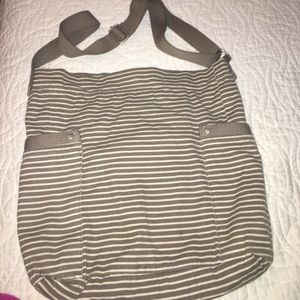 Brown and white strapped bag!