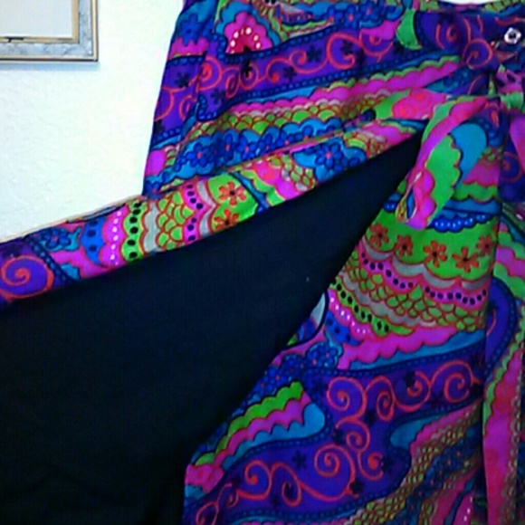 Vintage wraparound multi ankle length skirt - Picture 4 of 5