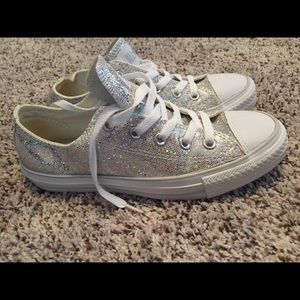 Converse All-Star silver sparkle/glitter shoes