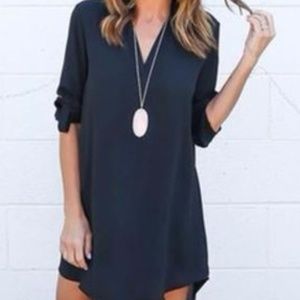 Navy Blue Chiffon Dress