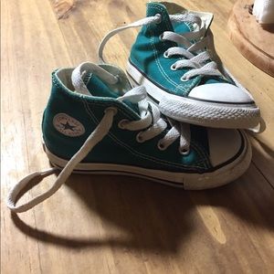 Teal Toddler size 8 converse high tops
