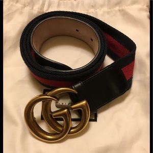 Gucci GG buckle men's nylon web belt