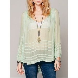 Free People Distressed Mint Top