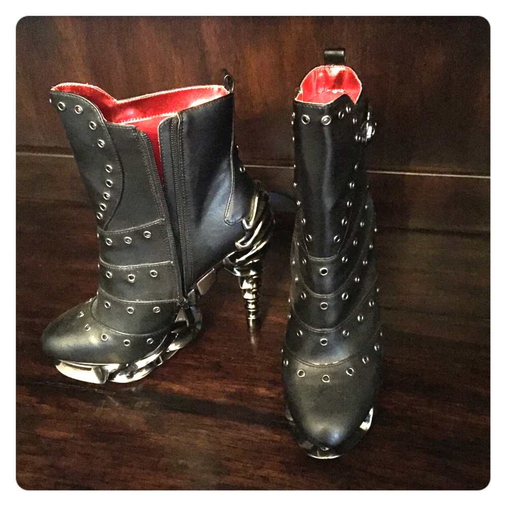 Glam Rock Black Stud Booties