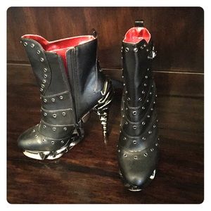 Glam Rock Black Stud Booties