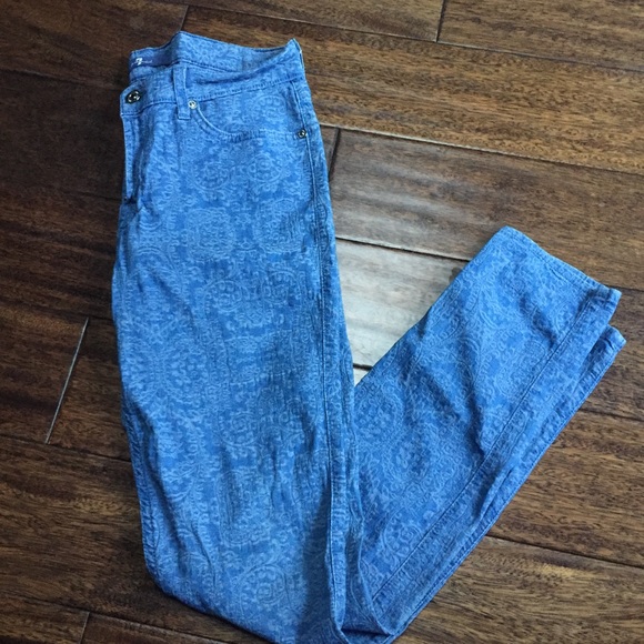 Printed skinny high waisted blue jeans - Picture 1 of 5