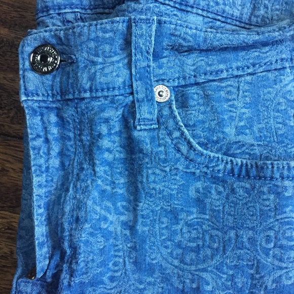 Printed skinny high waisted blue jeans - Picture 2 of 5