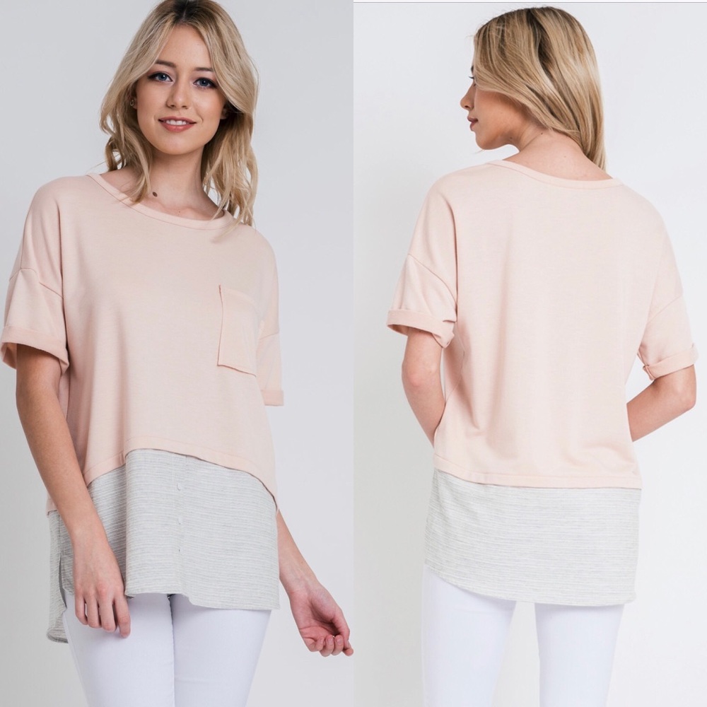 Blush and Grey Top